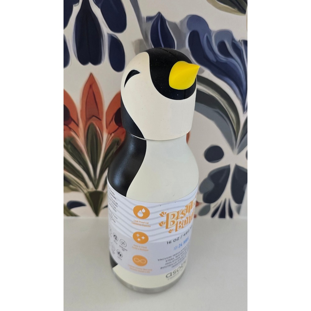 Asobu Bestie Bottle Penguin 16oz Stainless Vacuum Insulated Water‎ Bottle New
